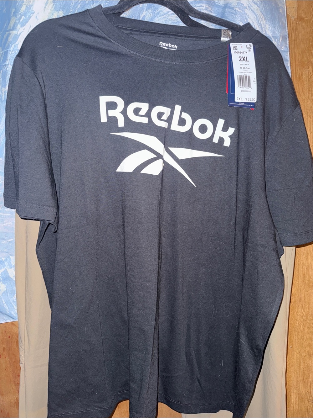NWT Reebok Black Short Sleeve Tee with White Logo XXL